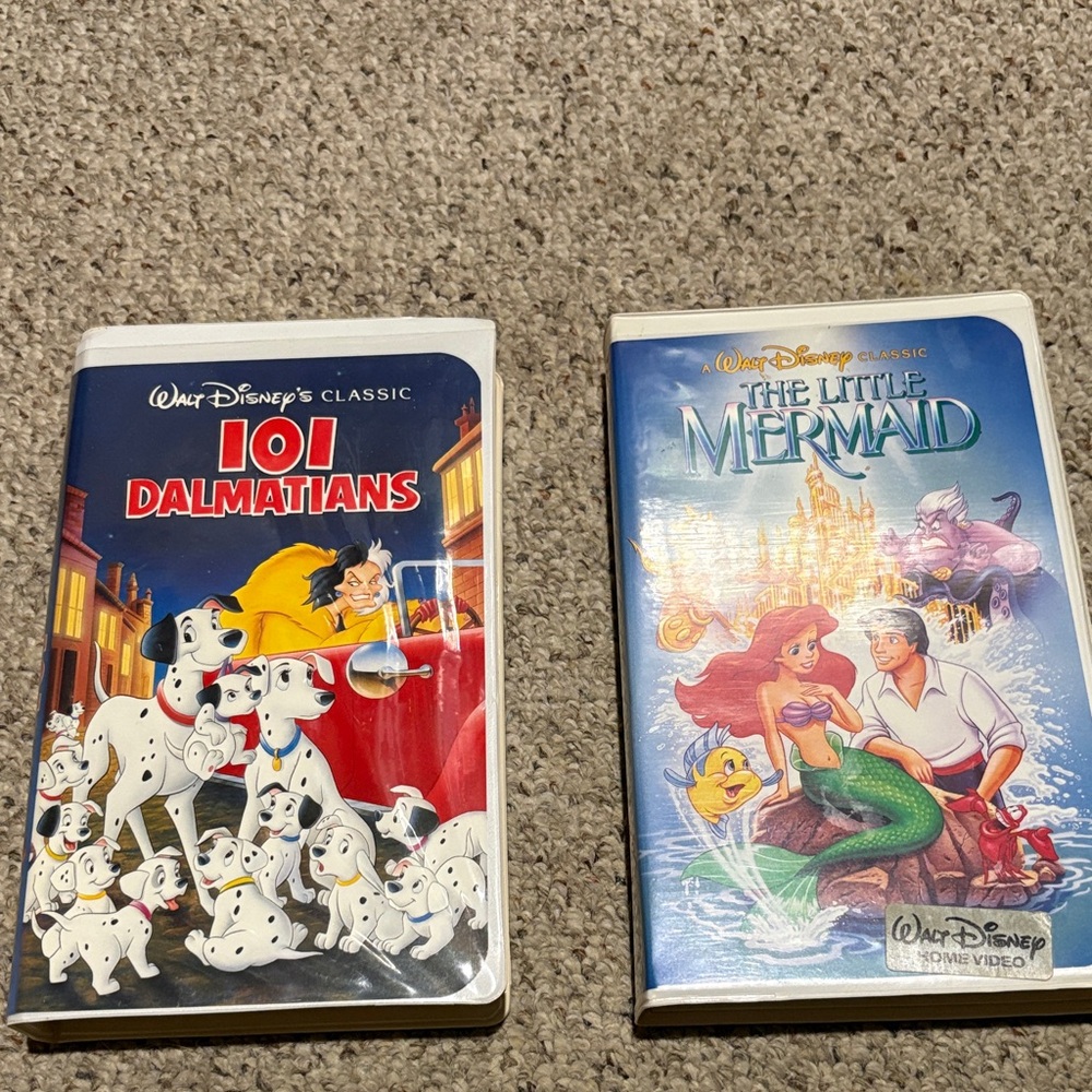 Disney Classics VHS - 101 Dalmatians Red and The Little Mermaid Blue